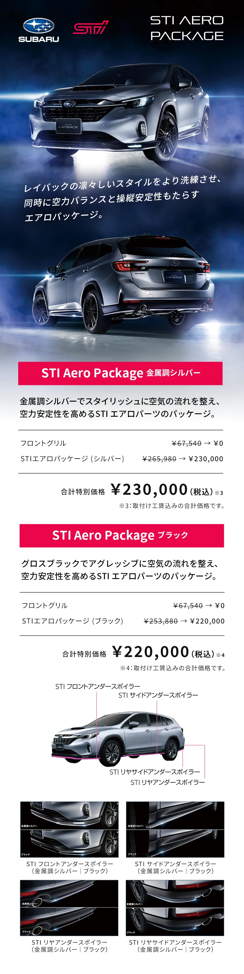 LEVORG LAYBACK STI AERO PACKAGEの詳細
