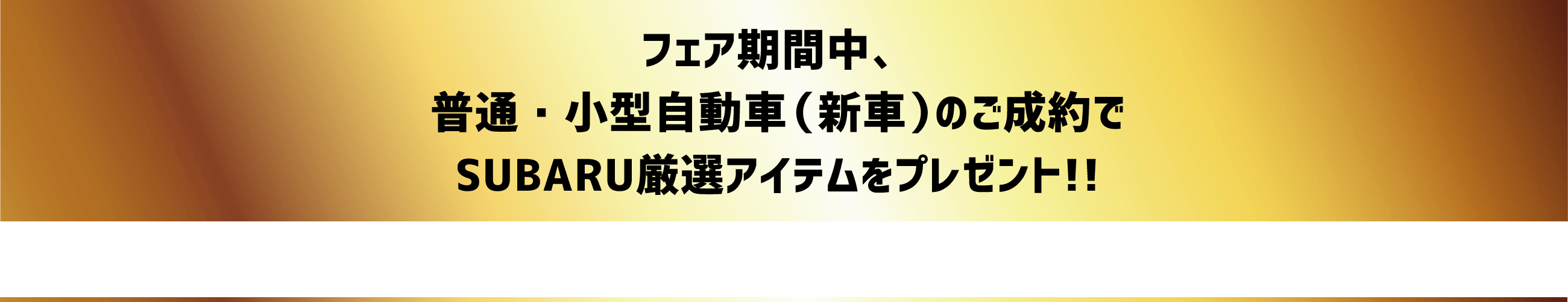 フェア期間中、普通・小型自動車（新車）のご成約でSUBARU厳選アイテムをプレゼント!!